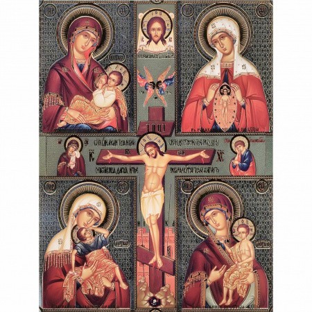 Четырехчастная икона БМ 1 (Помощница в родах, Млекопитательнца, Взыграние младенца, Воспитание